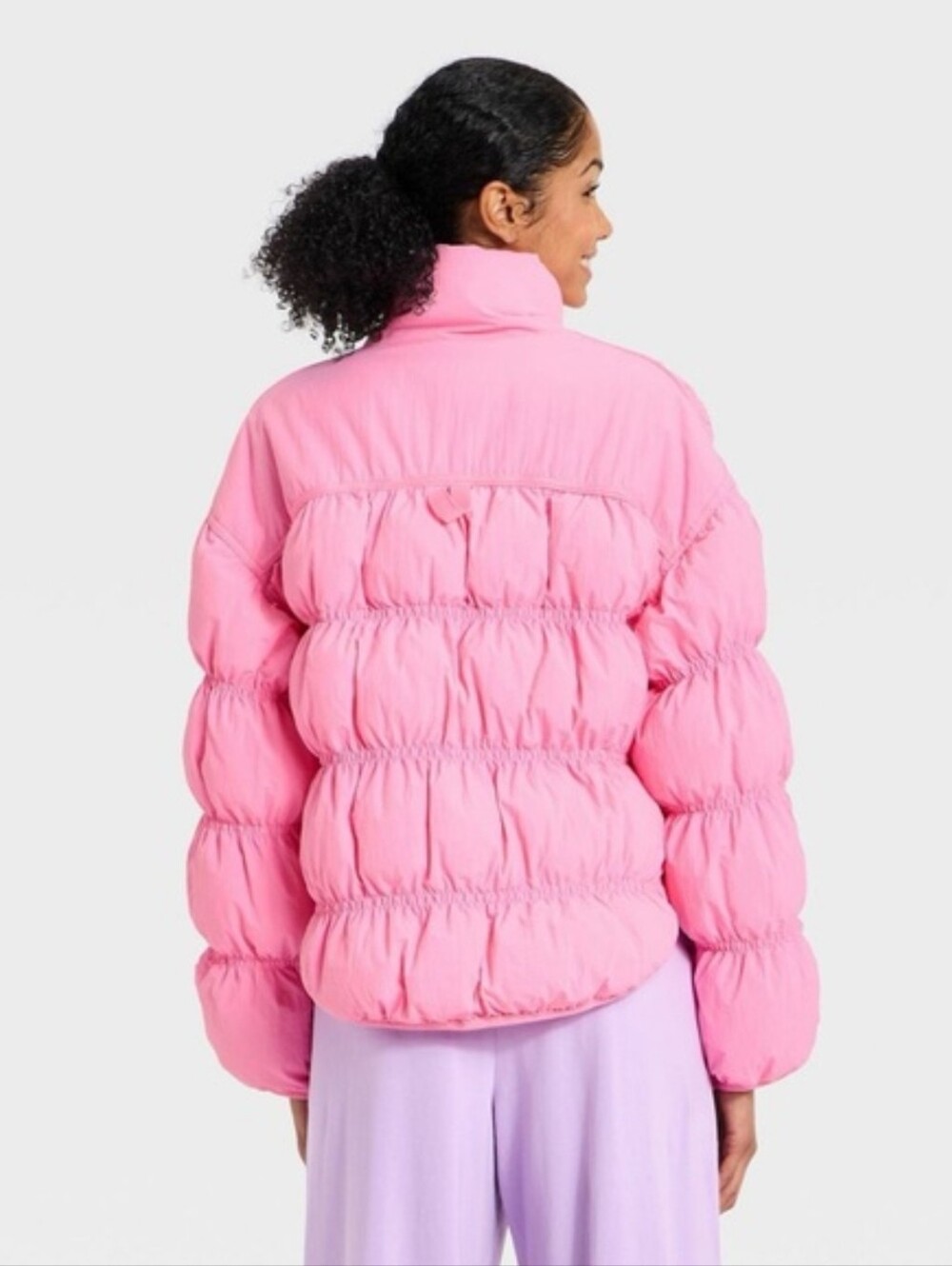 JoyLab Pink Oversized Puffer Jacket Coat Women’s Large NWT - Picture 2 of 13